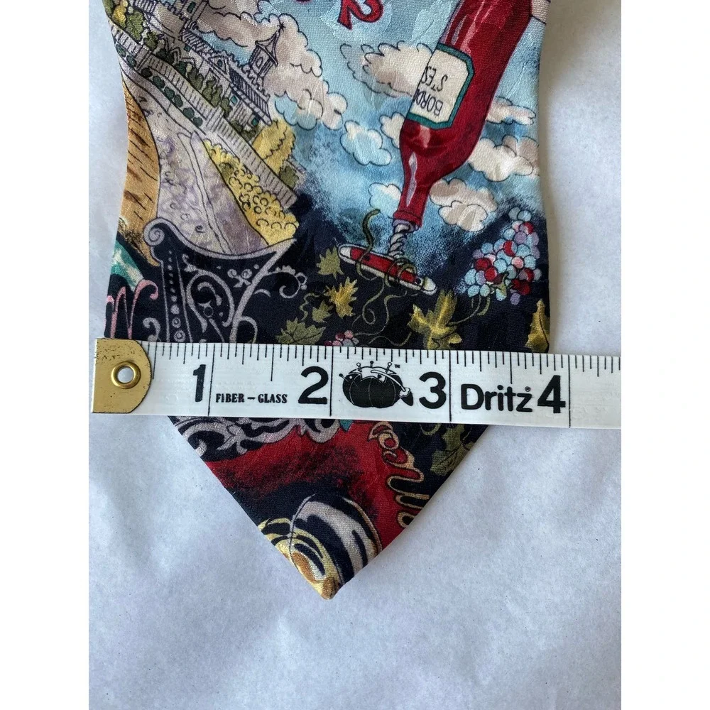 Nicole Miller Men's Tie Vintage 1993 Hand Sewn 100% Silk Wine Lovers 58